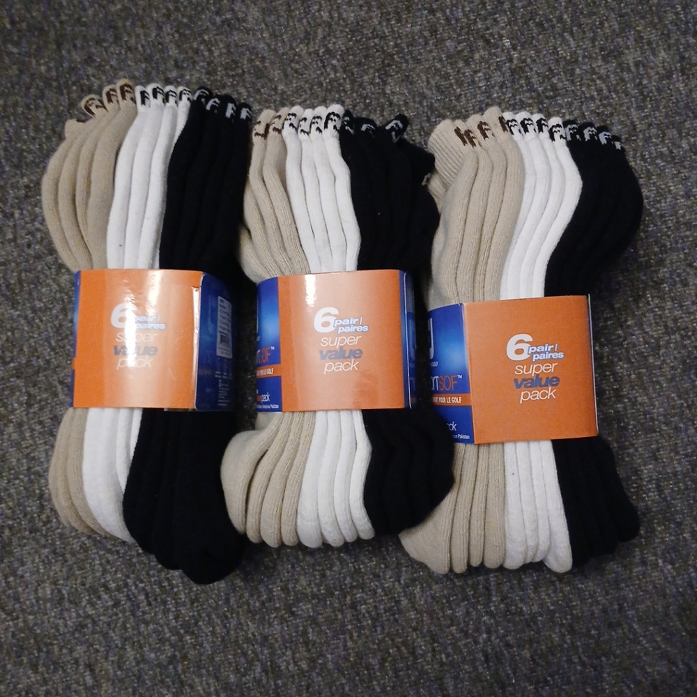 FootJoy Ankle Socks Mens ComfortSof Golf Pack 18 Pairs Black White Cream NWT